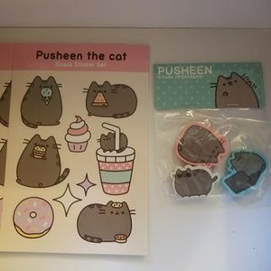 Pusheen stickers, pen, erasers- Box Exclusive